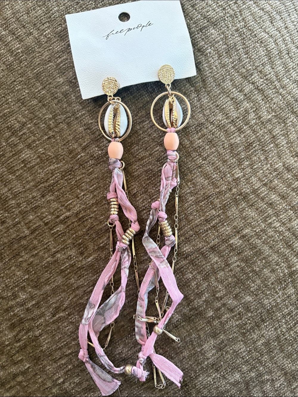 Free People Pink & Gold Layered Boho Tassel Earrings